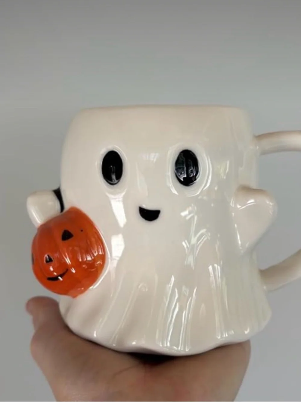 Halloween Ghost Coffee Mug with Pumpkin 14 oz ~ Spooky Fall Office Home Gifts